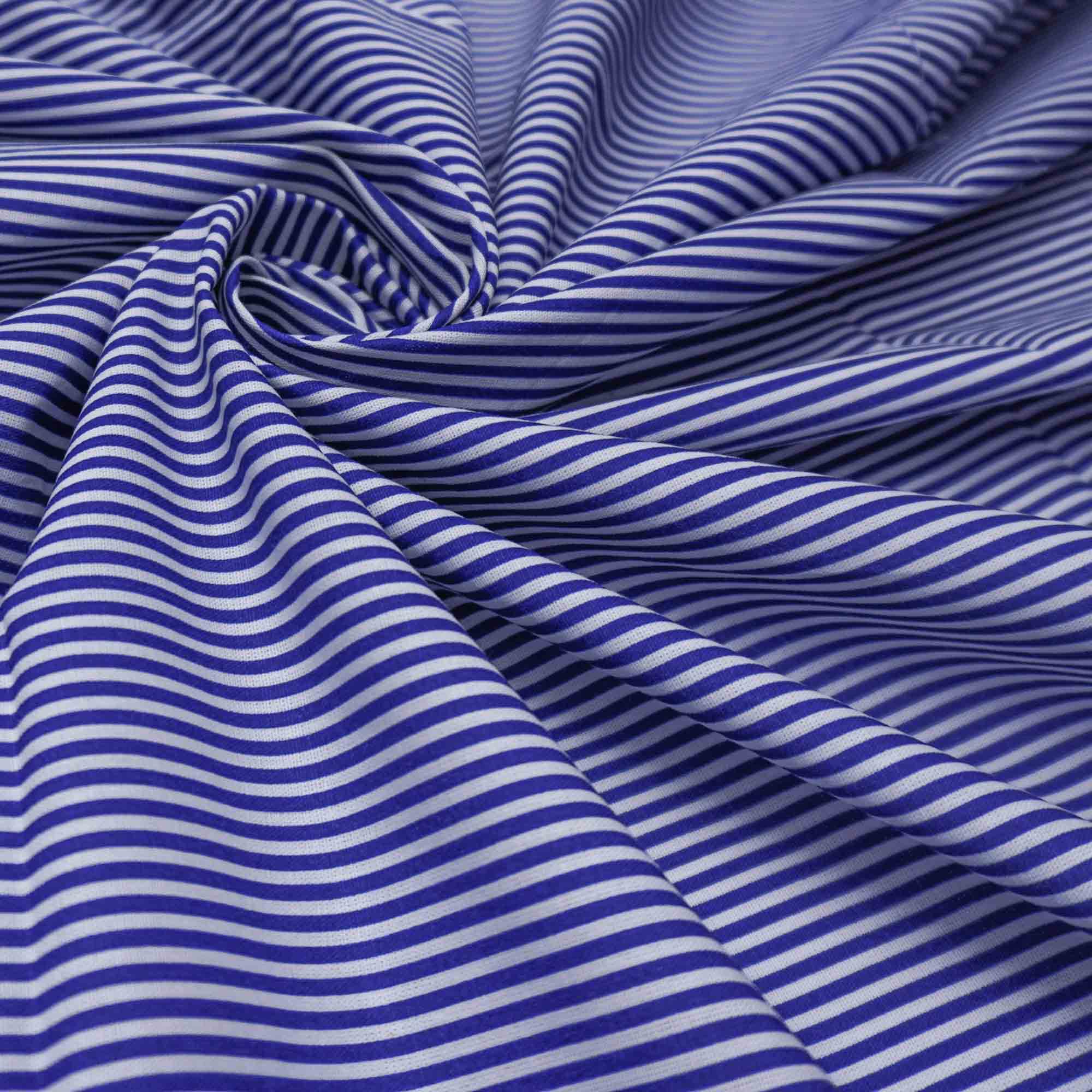 Tecido tricoline estampado listrado azul marinho/branco