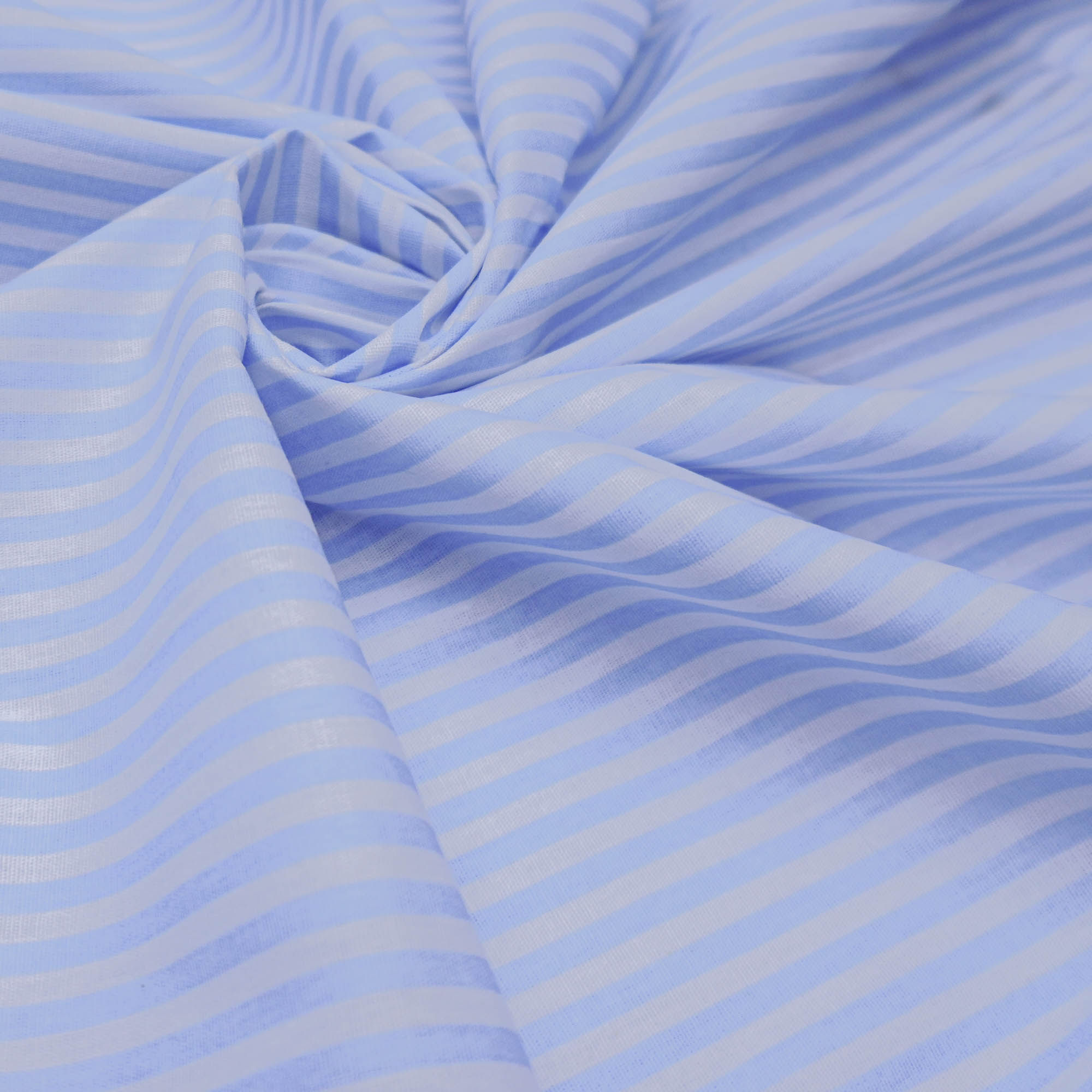 Tecido tricoline estampado listrado azul/branco