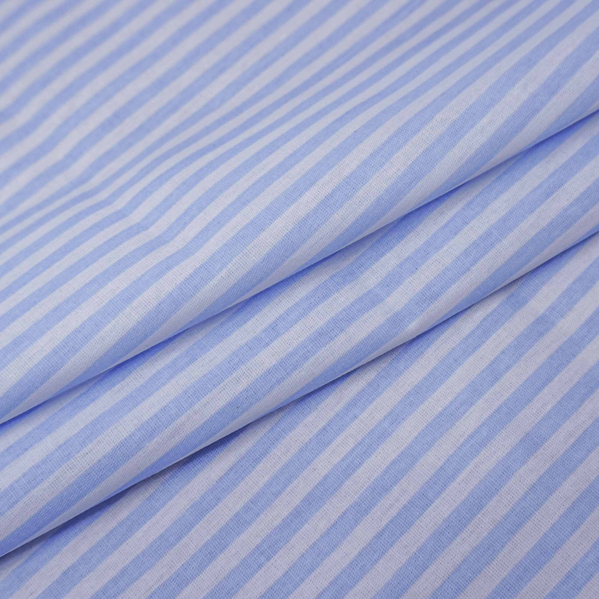 Tecido tricoline estampado listrado azul/branco