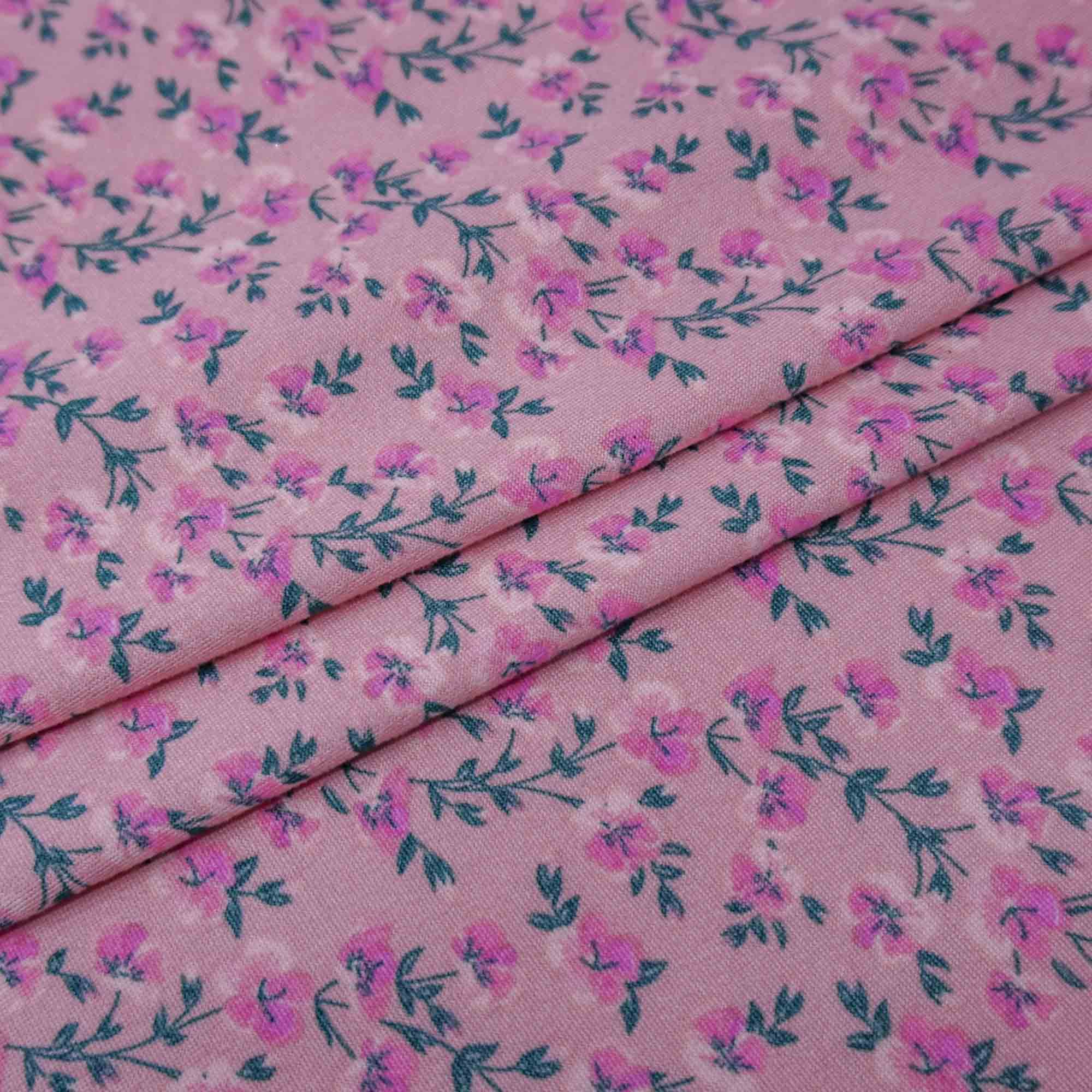 Tecido malha viscolycra suede estampado floral rosê