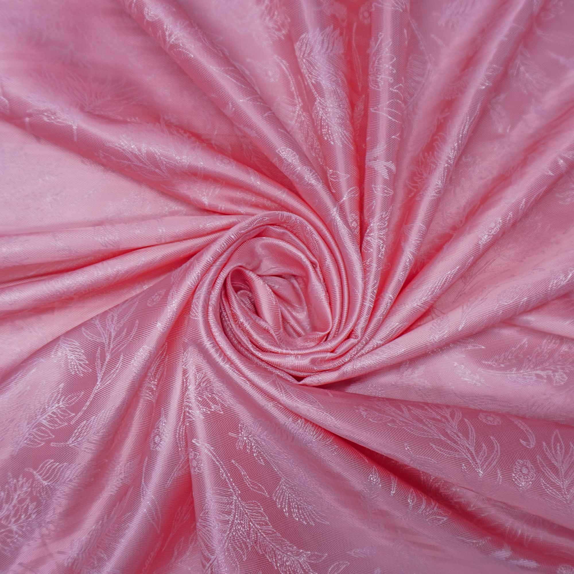 Tecido forro maquinetado estampa floral rosa bebê