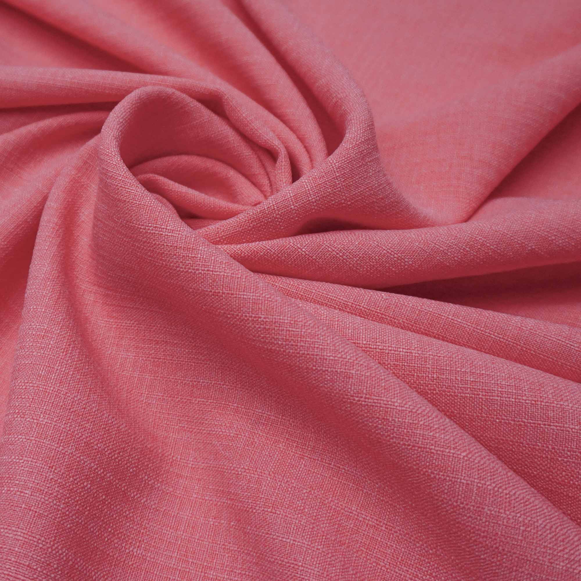 Tecido poliester com textura de linho rosa coral