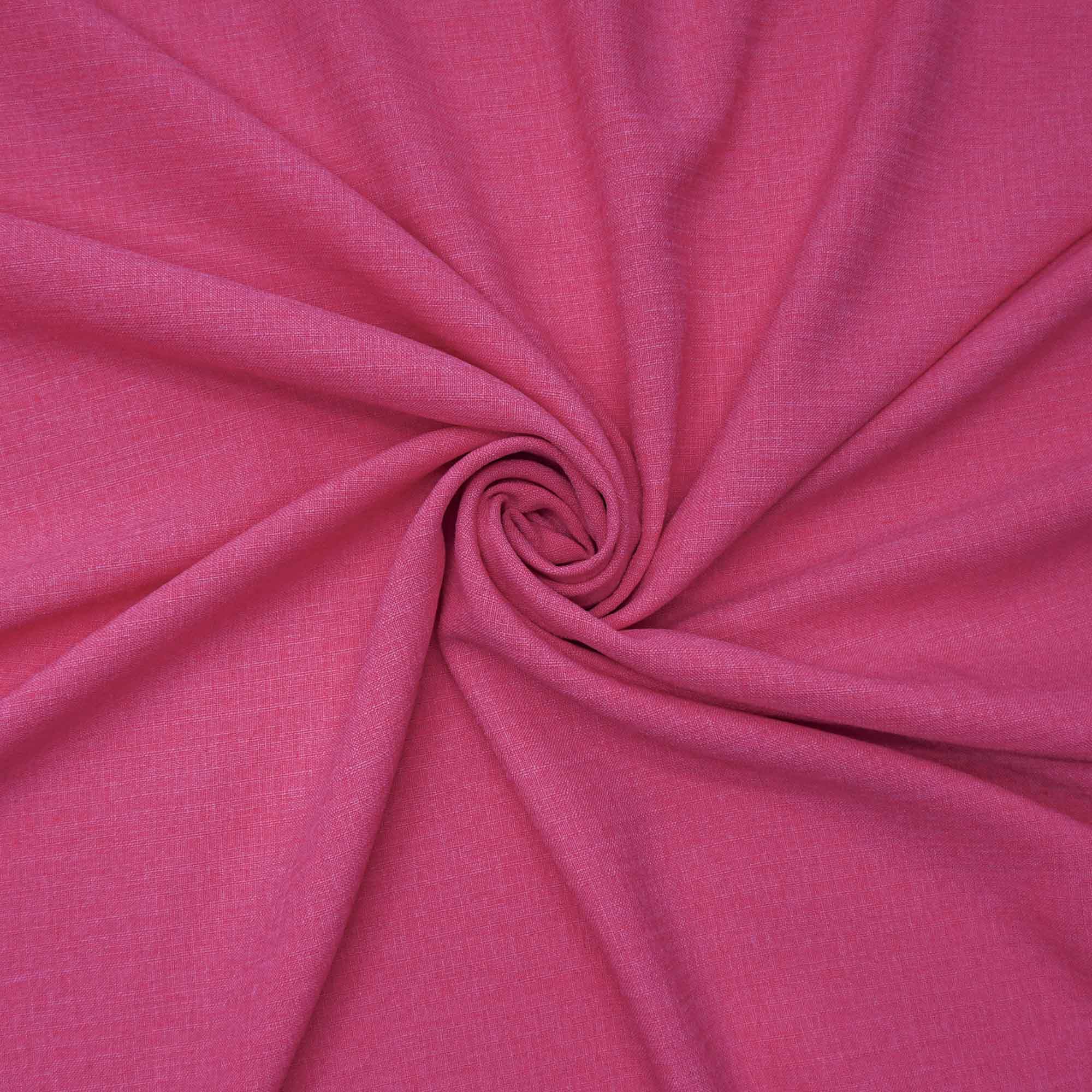 Tecido poliester com textura de linho rosa chiclete