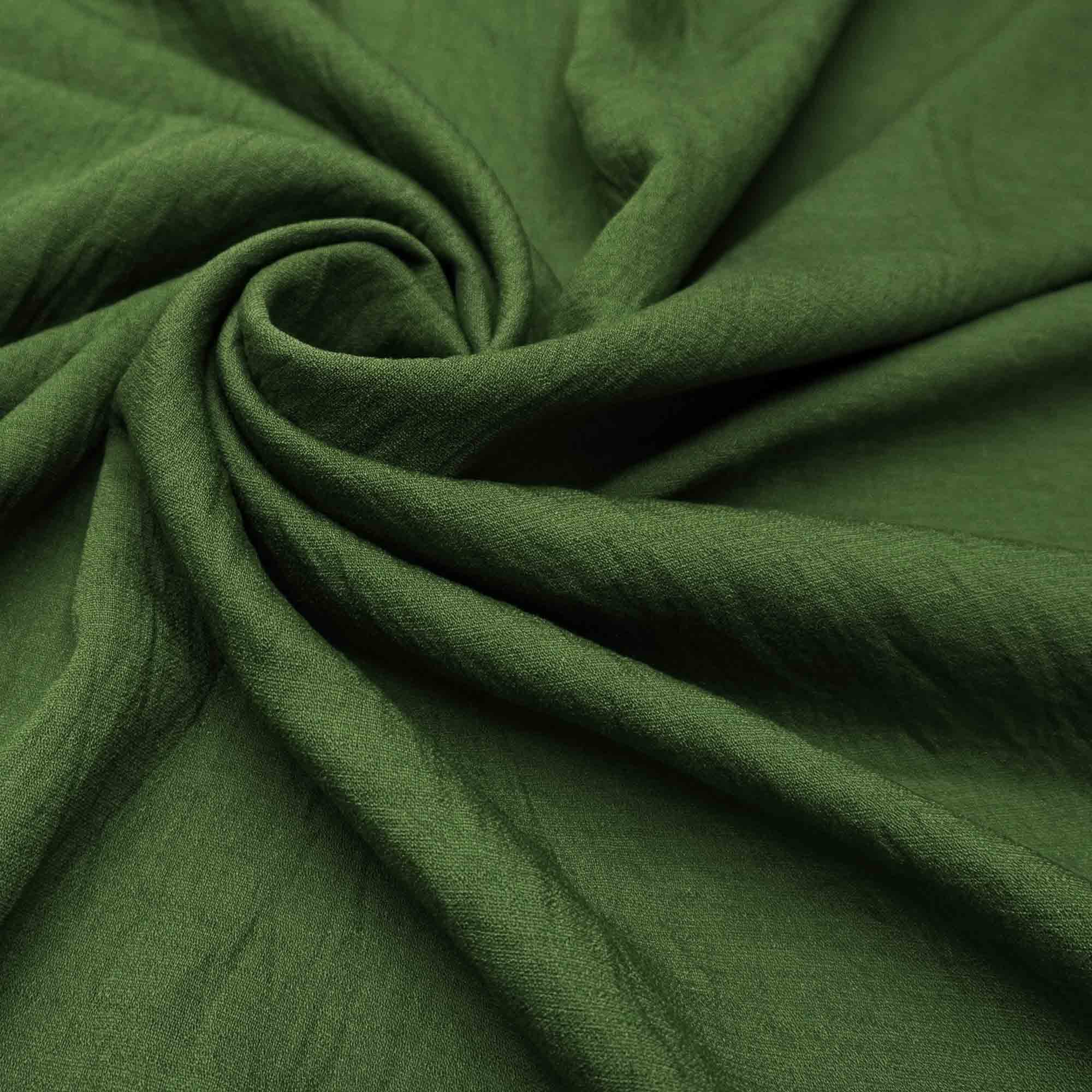 Tecido crepe leve com textura de linho verde oliva claro