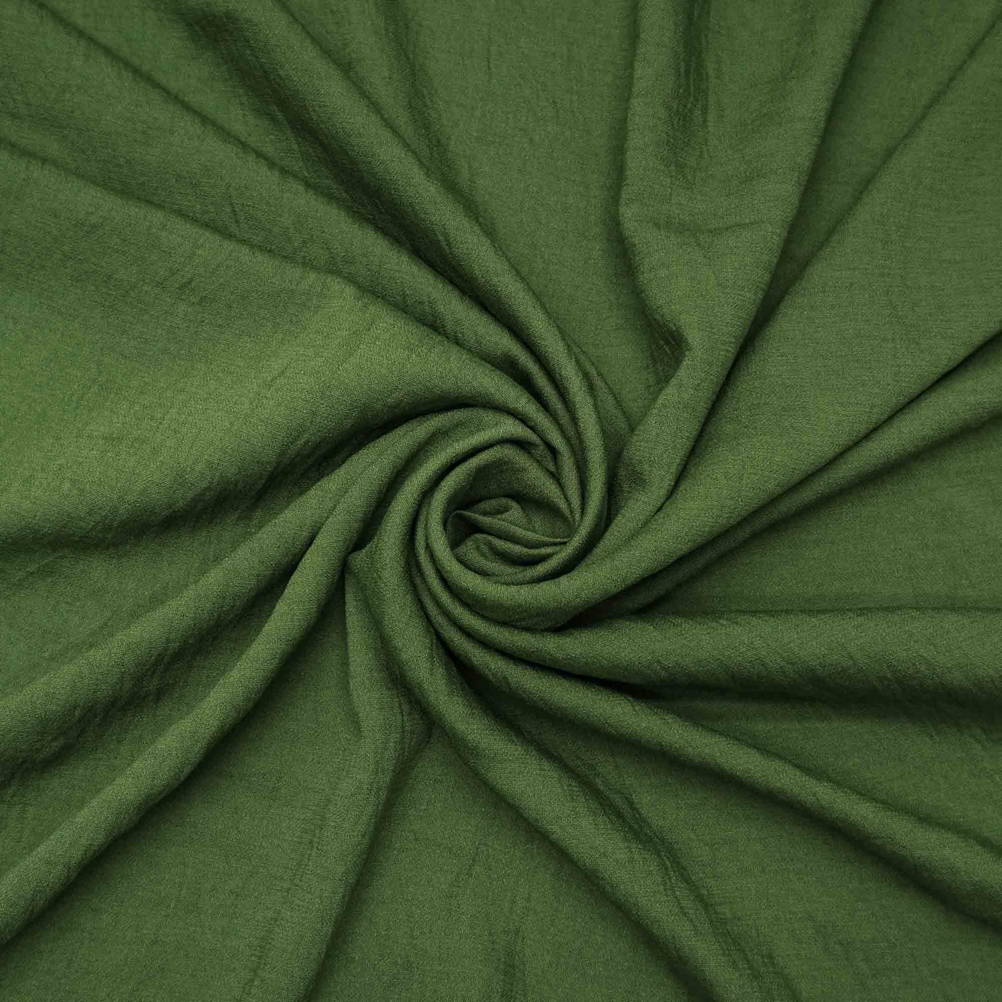 Tecido crepe leve com textura de linho verde oliva claro