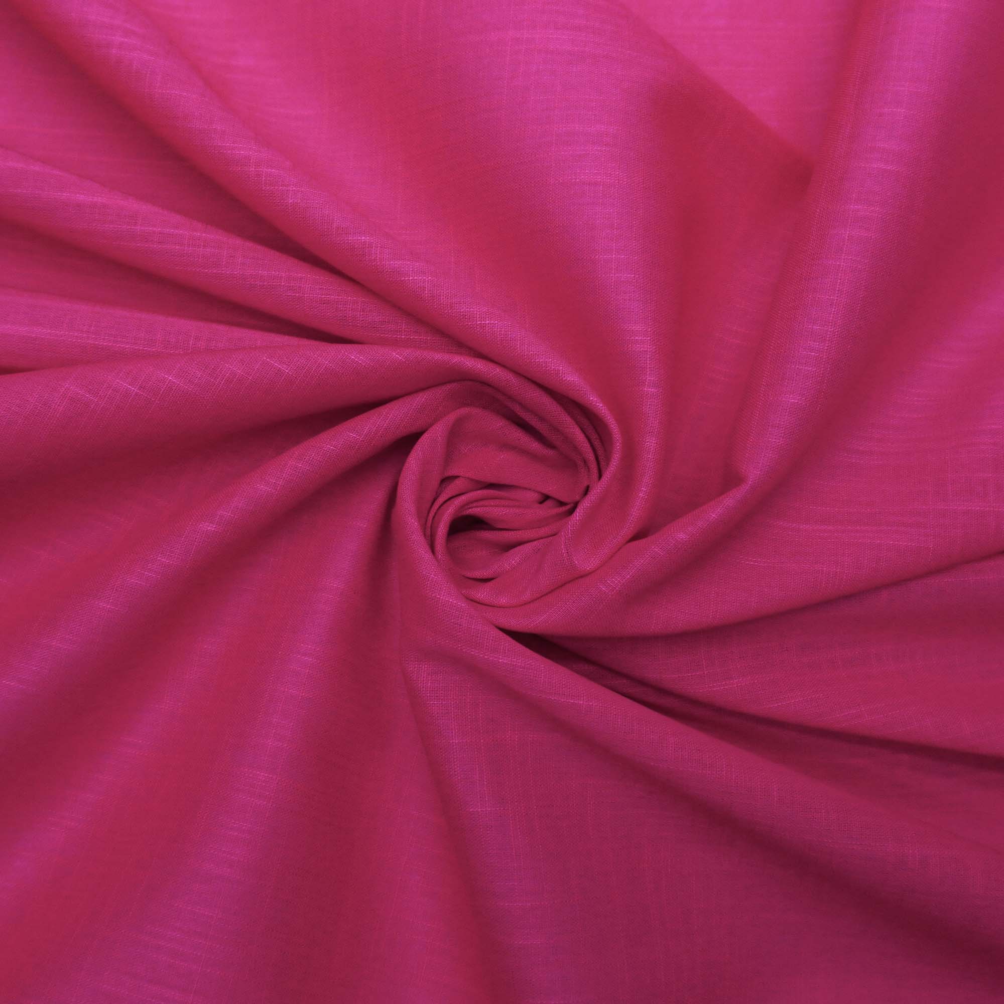 Tecido cambraia de algodão com textura de linho pink