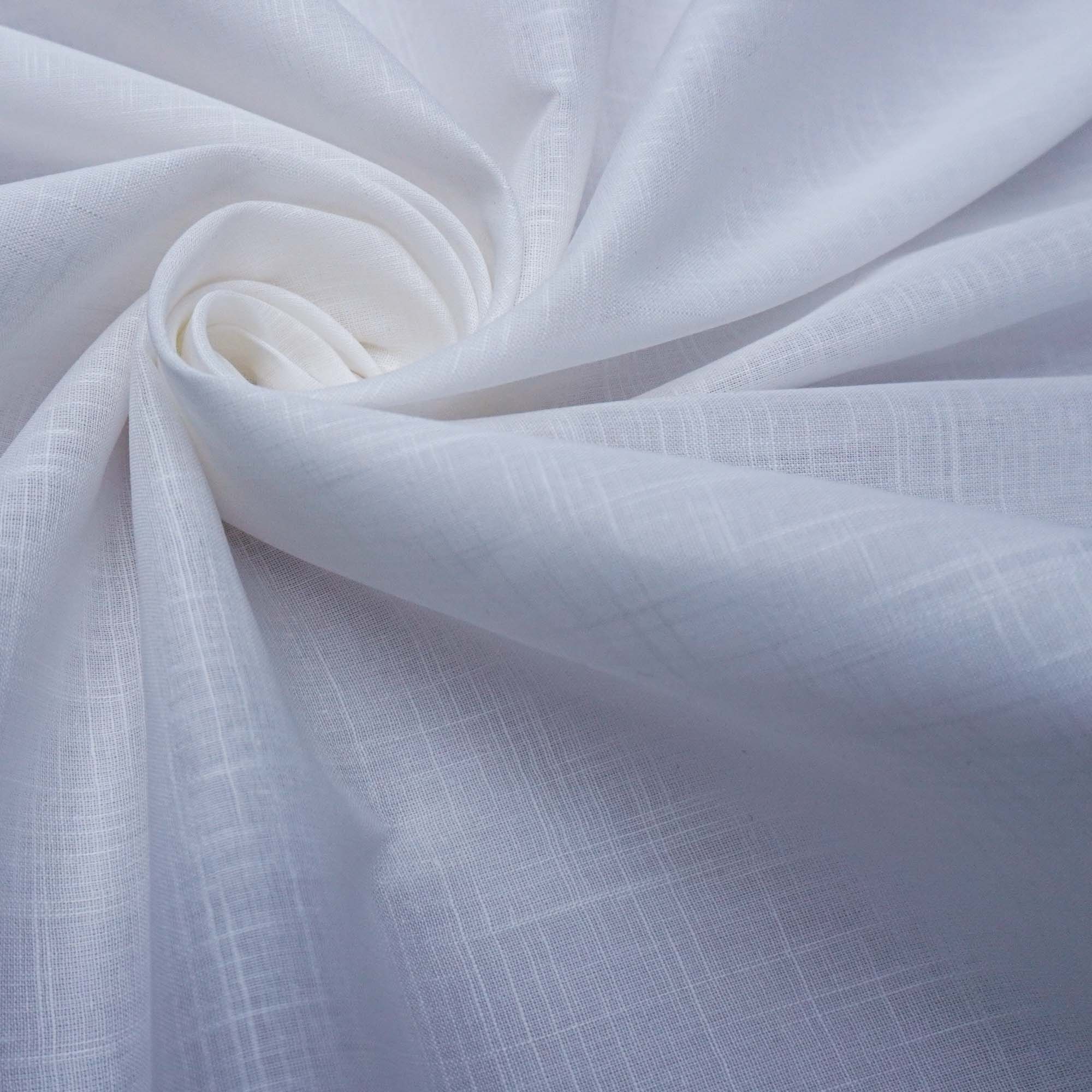 Tecido cambraia de algodão com textura de linho off white