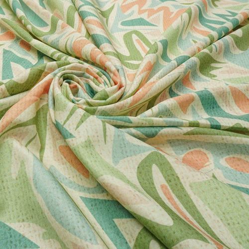 Tecido poliéster span estampado verde