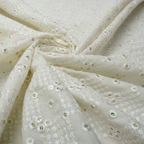 Tecido cambraia de algodão bordado off white