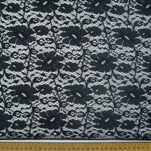Tecido renda bordado preto und 75cm x 130cm