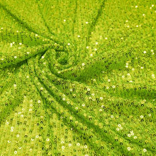 Tecido tule bordado paetê verde canário - unid 60x150cm