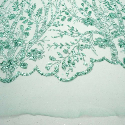 Tecido renda tule glitter verde menta