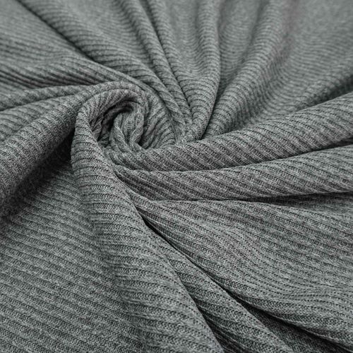 Tecido malha tricot canelada cinza