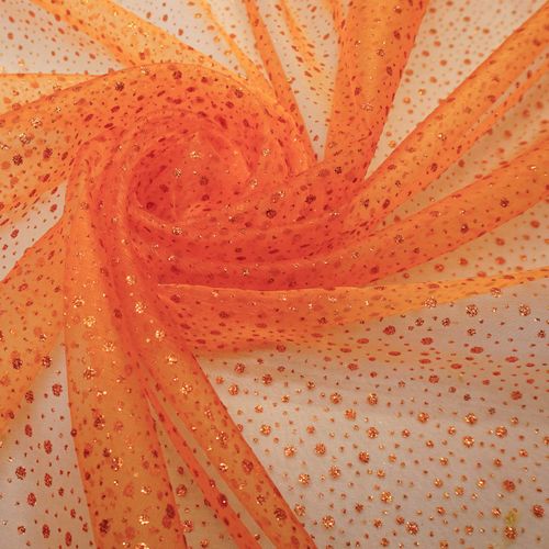 Tecido organza com glitter laranja