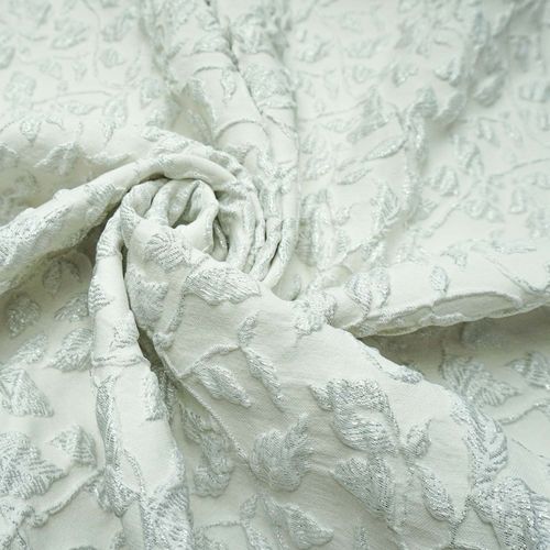 Tecido jacquard floral off white