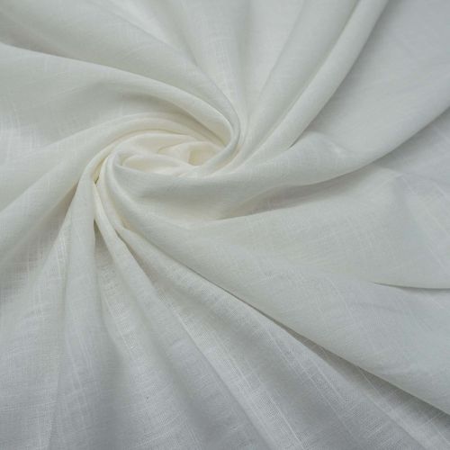 Tecido cambraia de algodão com trama de linho branco