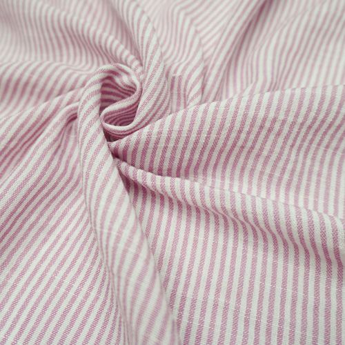 Tecido cambraia de algodão mista listrada rosa/branco