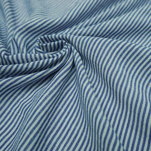 Tecido cambraia de algodão mista listrada azul branco
