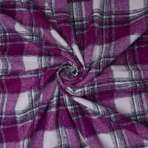 Tecido lã alfaiataria xadrez leve fúcsia - unid 40x150cm