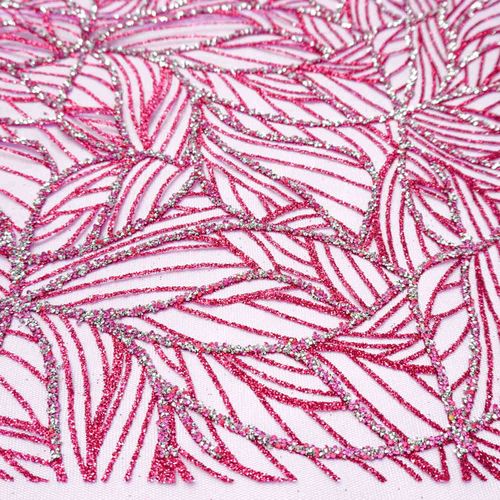 Tecido tule com glitter diamante quebrado fúcsia