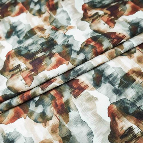 Tecido crepe leve abstrato tons marrom - unid 40x150cm