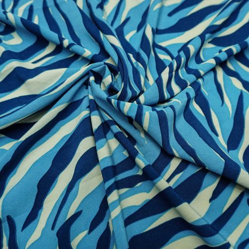 Tecido seda pluma estampado tons de azul