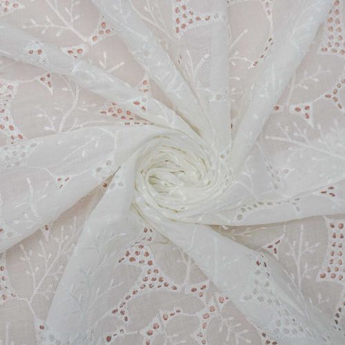 Tecido laise com barrado 100% algodão off white - und 25x130cm