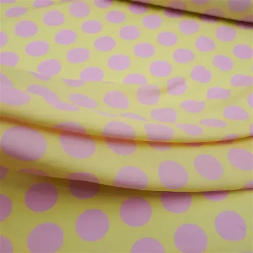 Tecido seda pluma amarelo estampado poá - und 157x148cm