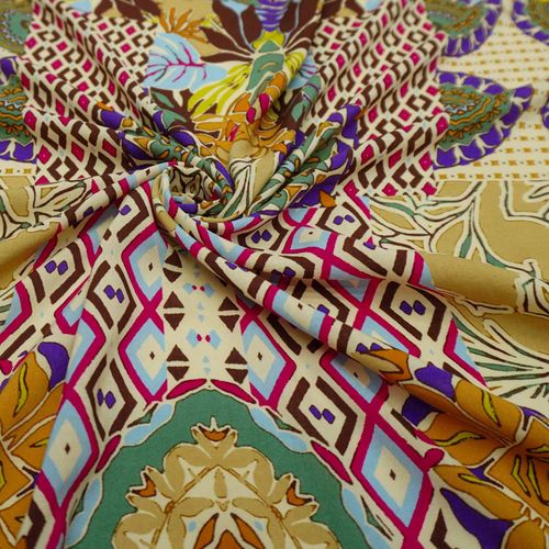 Tecido viscose estampa floral/geometrico multicolor (tecido italiano legitimo)