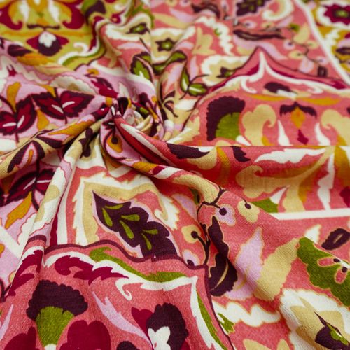 Tecido viscose texturizado estampa floral multicolor (tecido italiano legitimo)