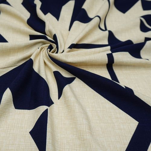 Tecido viscose estampa abstrato azul marinho/nude