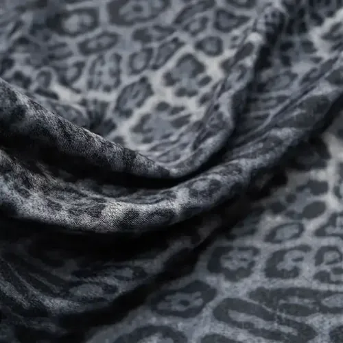 Tecid malha melange estampa animal print cinza - und 70x150cm
