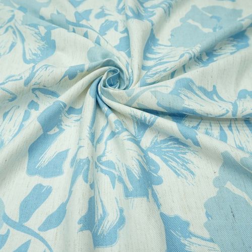 Tecido viscose mista cru estampa floral azul claro