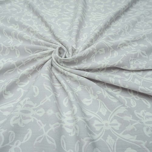 Tecido viscose trama de linho estampa lilas/off white