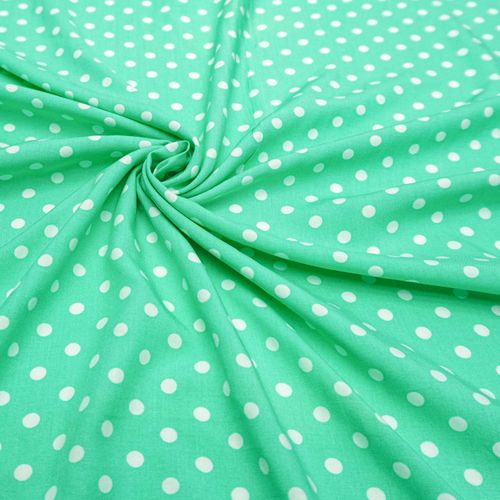 Tecido viscose estampado verde poa off white