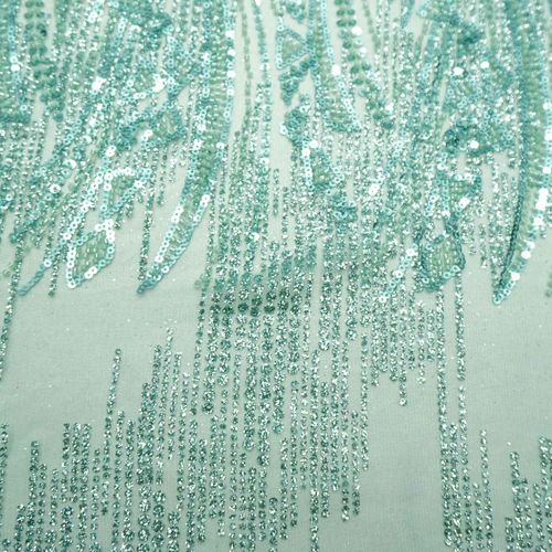 Tecido tule glitter bordado paete verde menta
