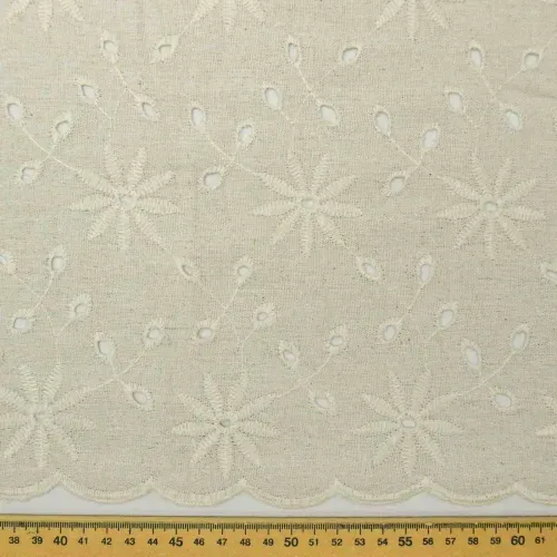 Tecido linho misto bordado (laise)  nude - und 40x140cm