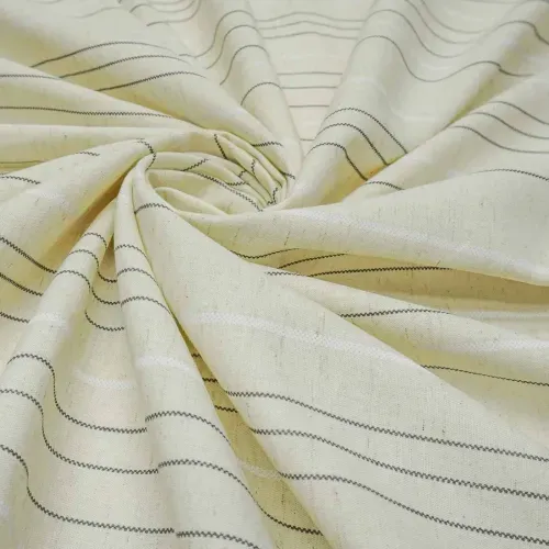Tecido viscolinho listrado off white - und 40x145cm