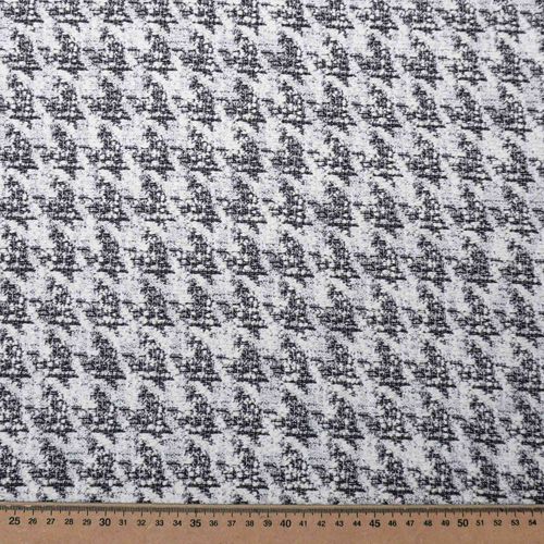 Tecido tweed de malha estampada pied poule preto - und 50x150cm