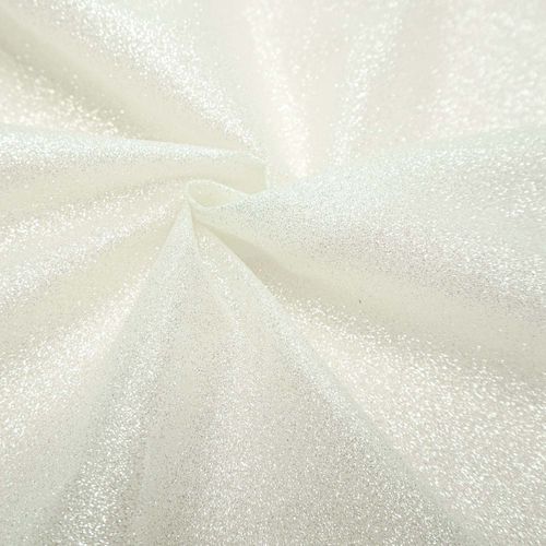 Tecido crinol off white com glitter prata