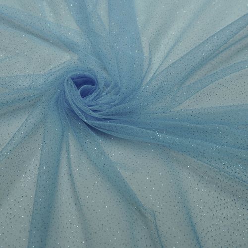 Tecido tule com glitter azul claro
