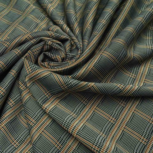 Tecido malha alfaiataria pied poule com dourado