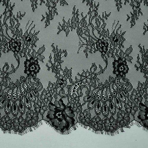 Tecido renda chantilly preto - und 130x280