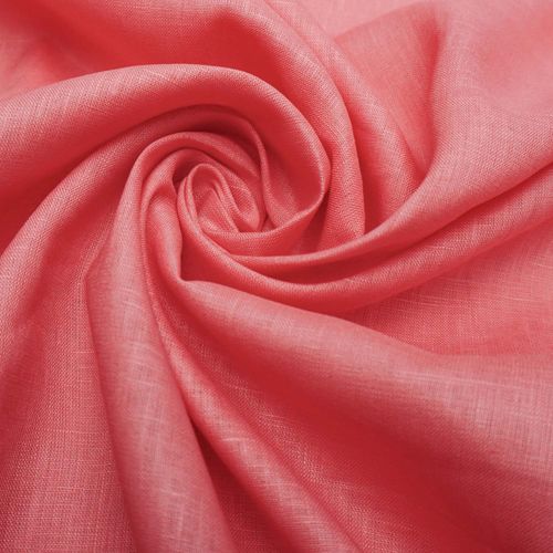 Tecido cambraia de linho puro rosa coral