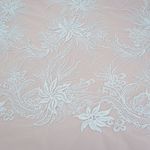 Tecido renda tule bordado branco - und 70x135cm-1781618329801