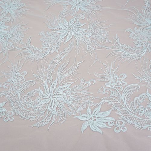 Tecido renda tule bordado branco - und 70x135cm