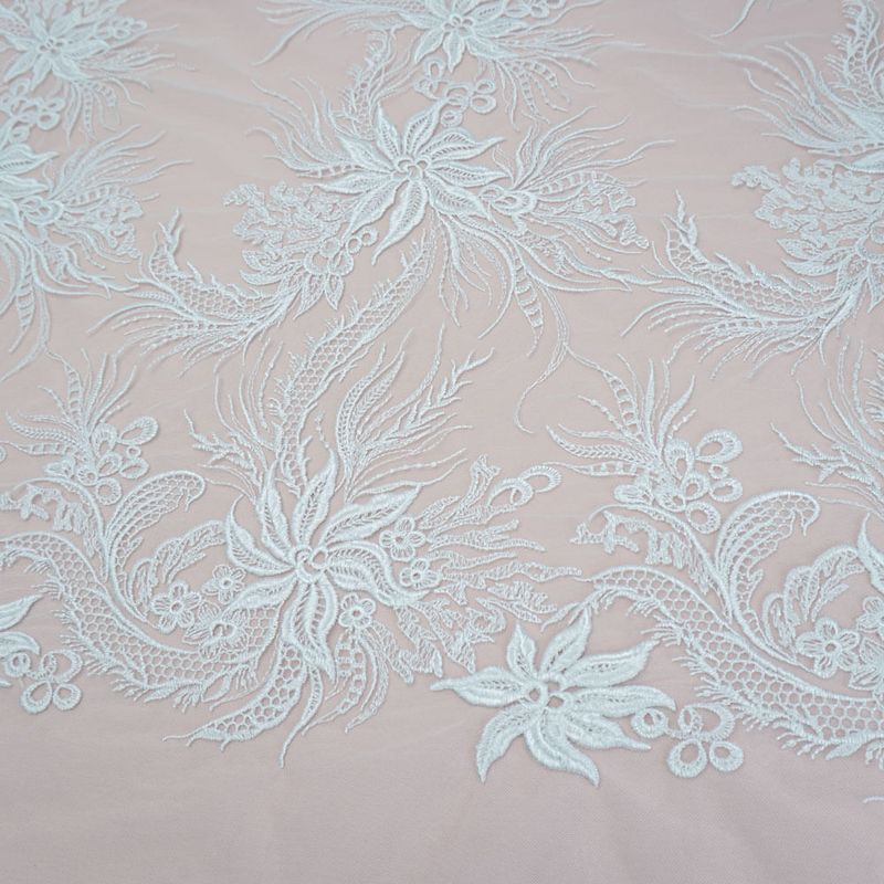 Tecido renda tule bordado branco - und 70x135cm-1781618329801