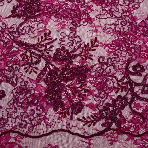 Tecido renda pedraria cordone pink
