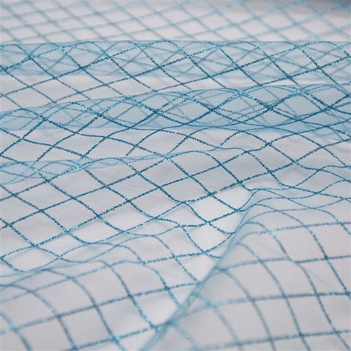 Tecido tule com glitter xadrez azul - und 80x150cm