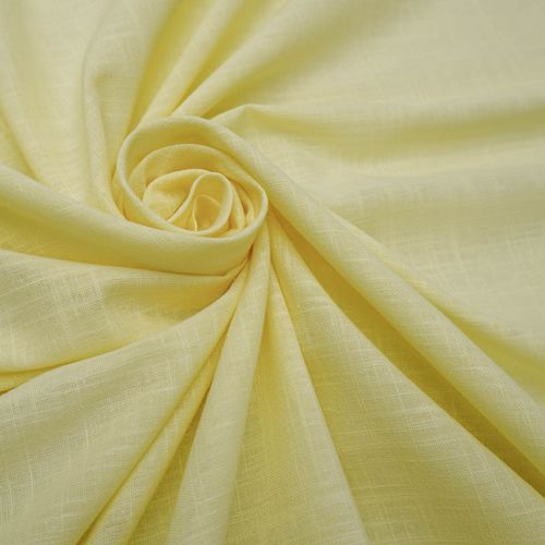 Tecido cambraia de algodao c/ trama de linho amarelo manteiga